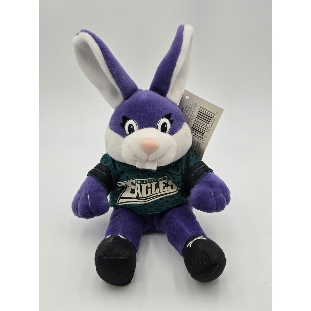 Vintage 1997 NFL CoolBeans Philadelphia Eagles Rocket Bunny Plush Purple Green